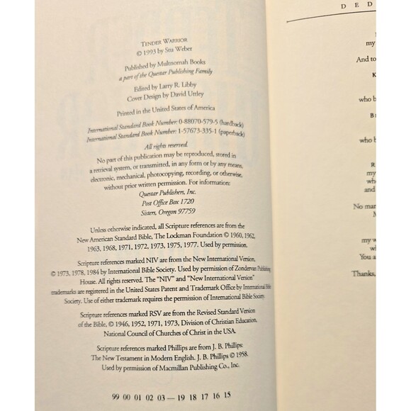 Tender Warrior: God's Intention for a Man Weber, Stu - Picture 2 of 9
